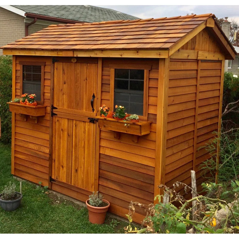 Outdoor Living Today 9 ft. W x 6 ft. D Cabana Cedar Wood Garden Shed