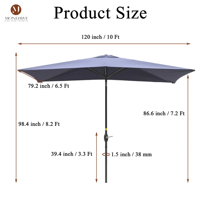 mondawe Mossas 120'' x 79'' Rectangular Market Umbrella