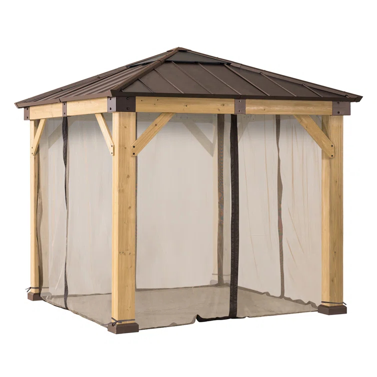 Sunjoy Universal Mosquito Netting for Wood Framed Gazebos, 4-Panel Screen Walls for Outdoor Patio with Zipper (Mosquito Net Only) & Reviews | Wayfair