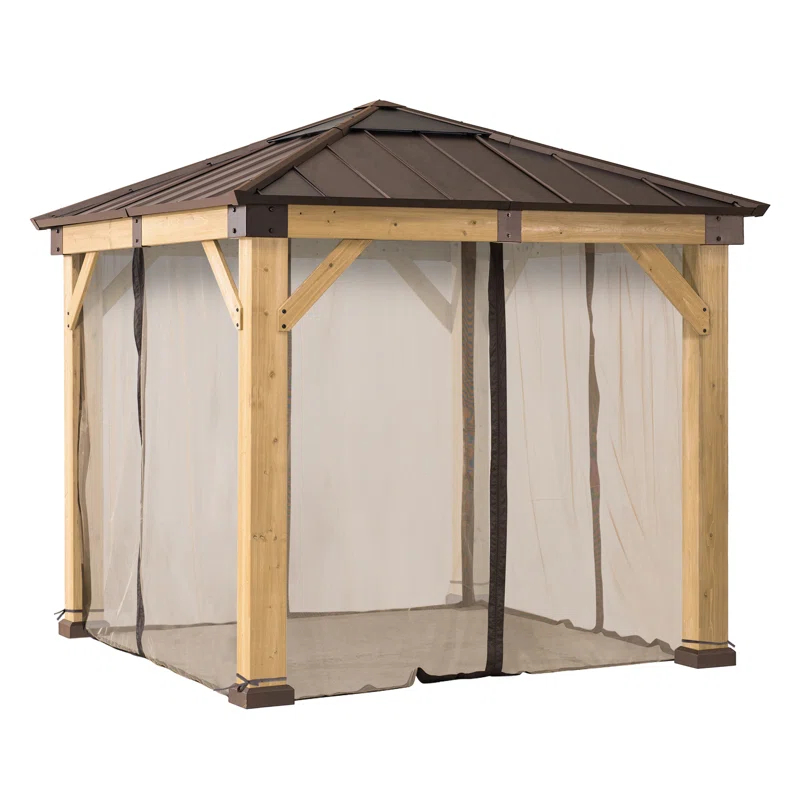 Sunjoy Universal Mosquito Netting for Wood Framed Gazebos, 4-Panel Screen Walls for Outdoor Patio with Zipper (Mosquito Net Only) & Reviews | Wayfair