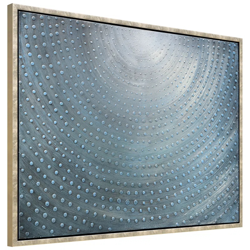 Empire Art Direct Cosmic Swirl Textured Metallic Hand Painted Blue Framed Canvas Wall Art