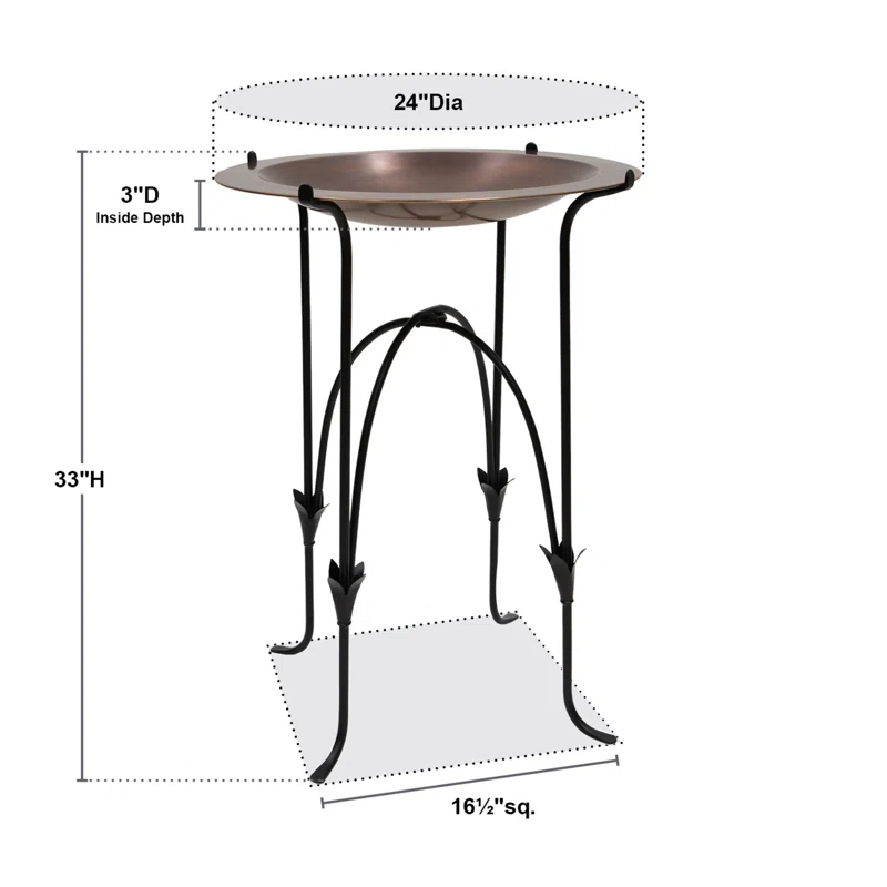 ACHLA 24" Classic Copper Birdbath with Phoebe Stand | Wayfair