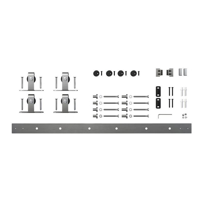 Architectural Products by Outwater L.L.C. Solid Steel Mini Sliding Rolling Barn Door Hardware Kit for Double Wood Doors
