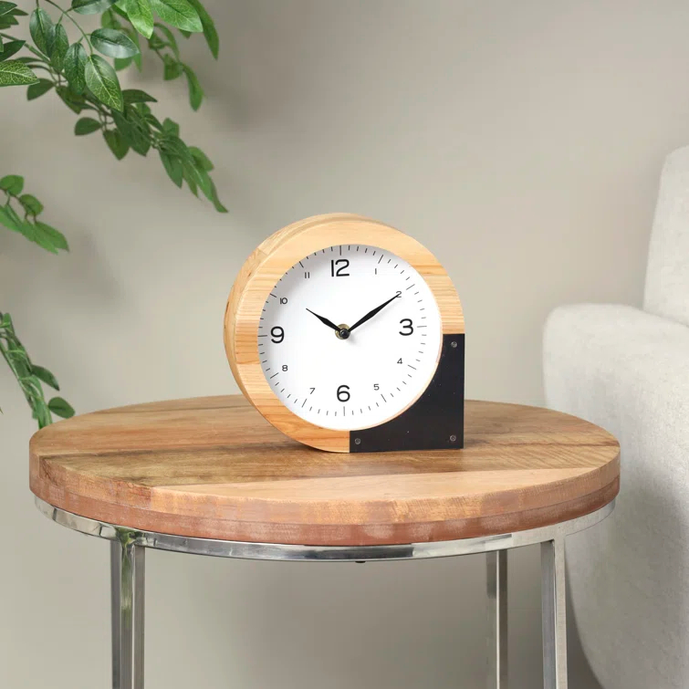 Cole And Grey Wood Round Abstract Clock