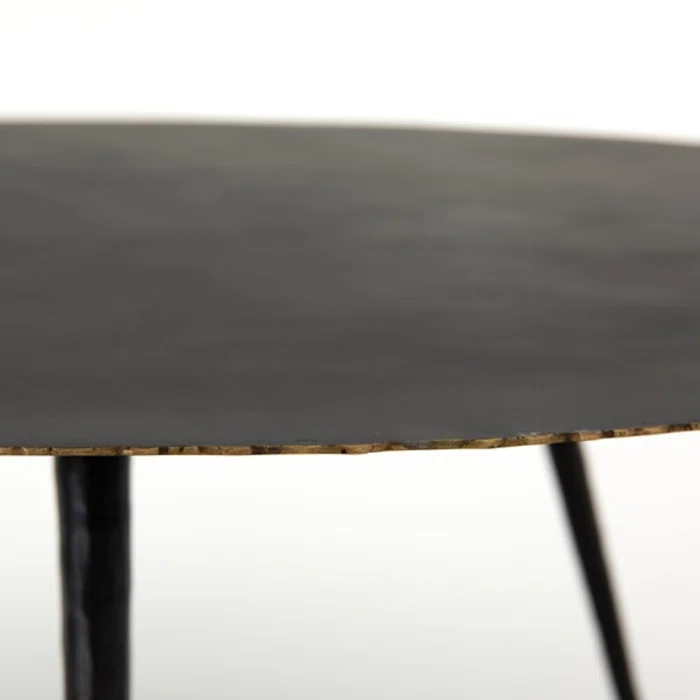 Element Collection 39" Round Black Metal Coffee Table