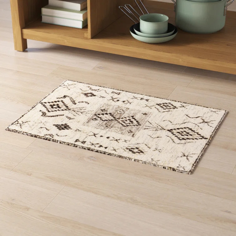 Clive Southwestern Hand-Knotted Wool Cream/Gray/Black Area Rug