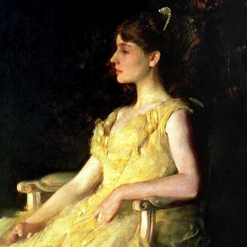 Vault W Artwork " A Lady In Yellow, 1888 " by Thomas Wilmer Dewing