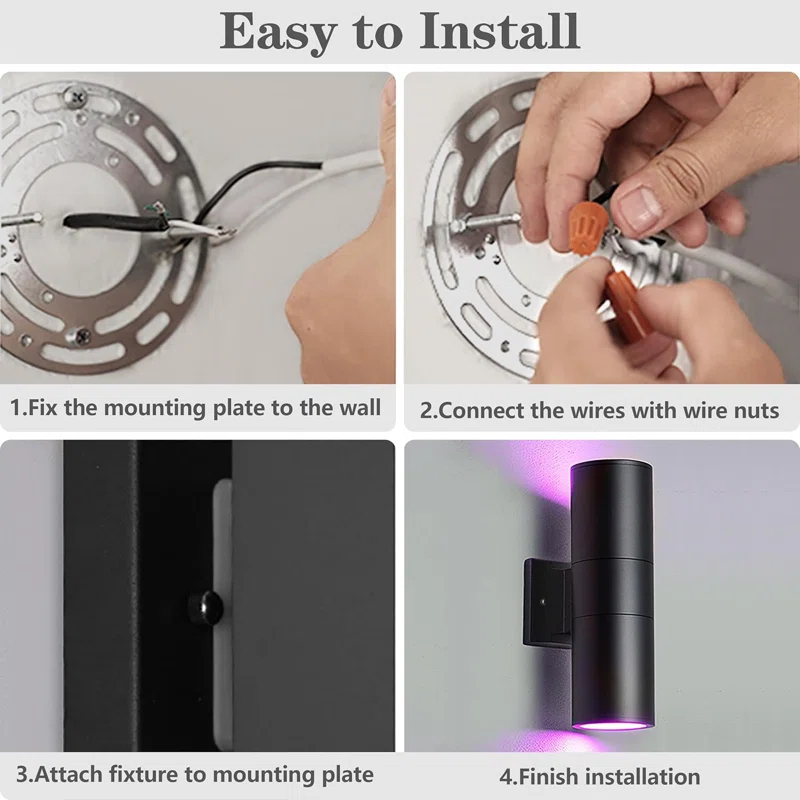 Modern RGB Outdoor Light, 2700K-6500K Ambience Outdoor Wall Sconce Color Changing, Wifi App Control Up Down Lights, Smart Exterior Wall Light For House Porch, Works With Alexa Google Assistant