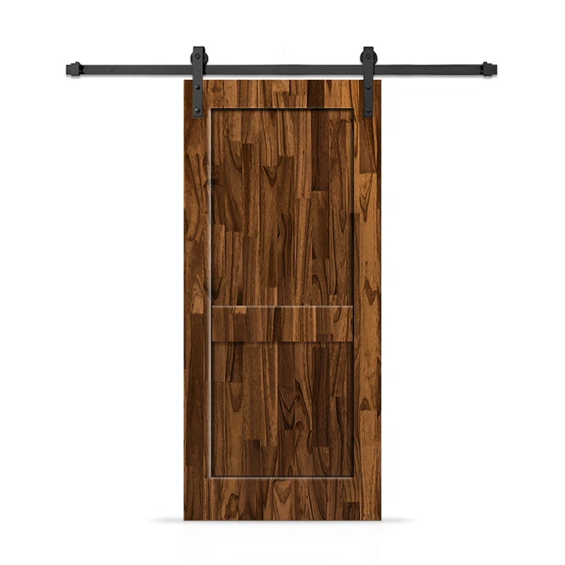 Calhome 2 Panel Shaker Stained Pine Wood Interior Sliding Barn Door with Hardware Kit