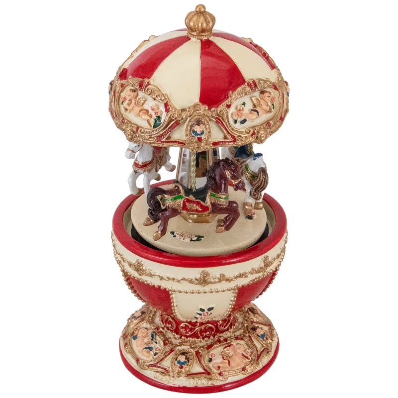 7.25" Animated and Musical Horses and Cupids Carousel