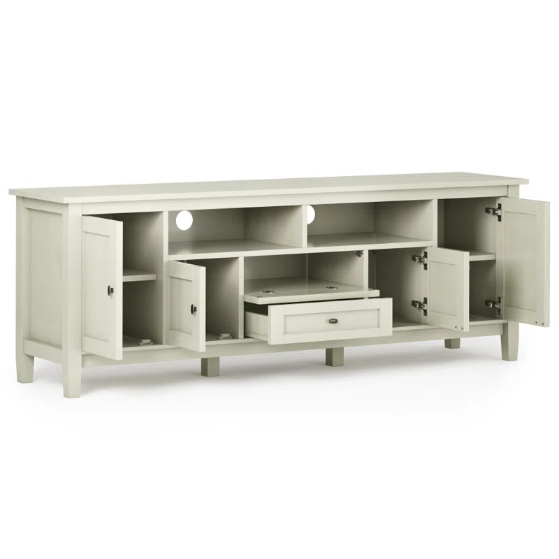 Simpli Home Warm Shaker 72"W Solid Wood TV Stand for TVs up to 80" with 4 Storage Cabinets and 2 Drawers