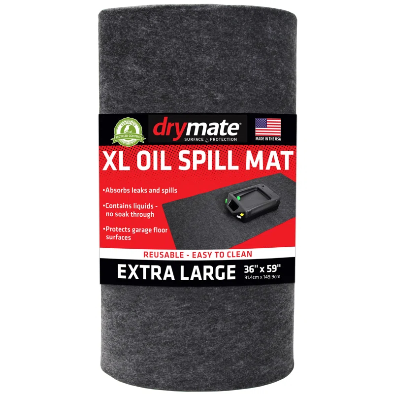 Drymate Oil Spill Mat, Protects Garage Floor, Absorbent, Waterproof, Reusable, Washable