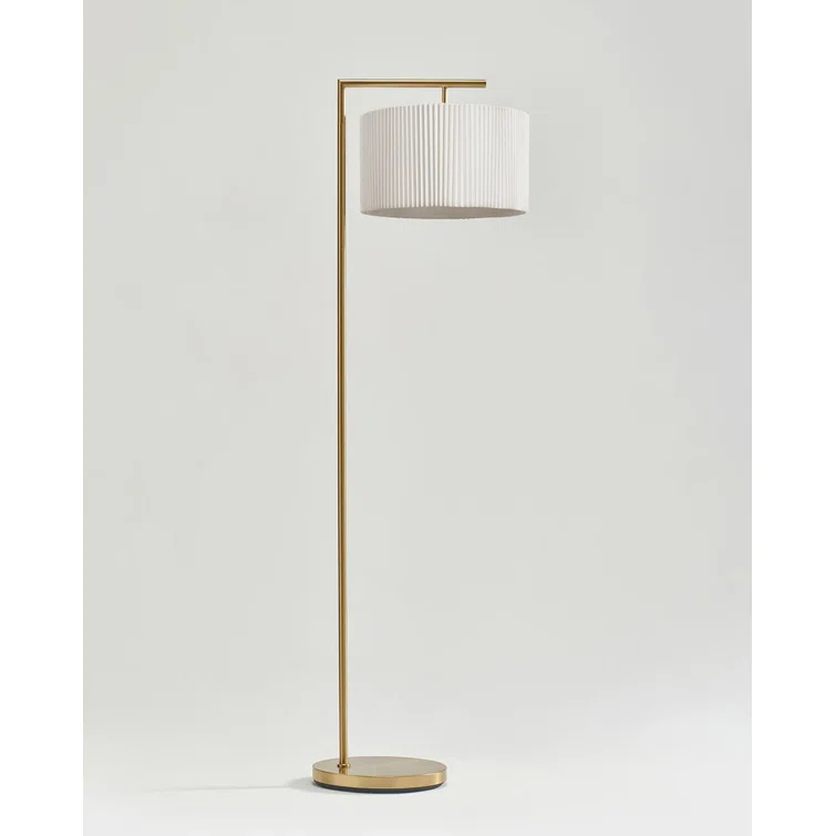 Montage Modern 60 in. Mid-Century Modern LED Floor Lamp with Fabric Drum Shade