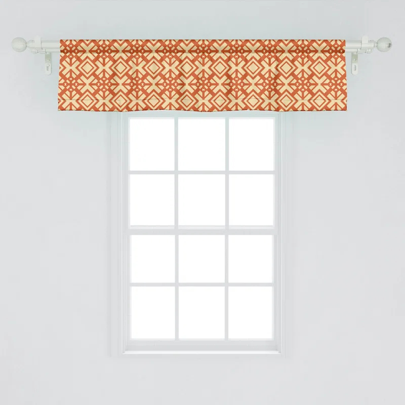 Ambesonne Art Deco Valance Pack of 2 Retro Rhombuses and Lines 93307