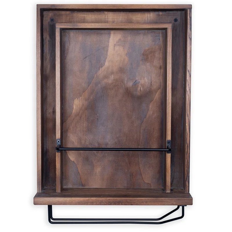 Rustic State 3 Bottle Solid Wood Wall Mounted Wine Bottle & Glass Rack in Dark Brown | Wayfair