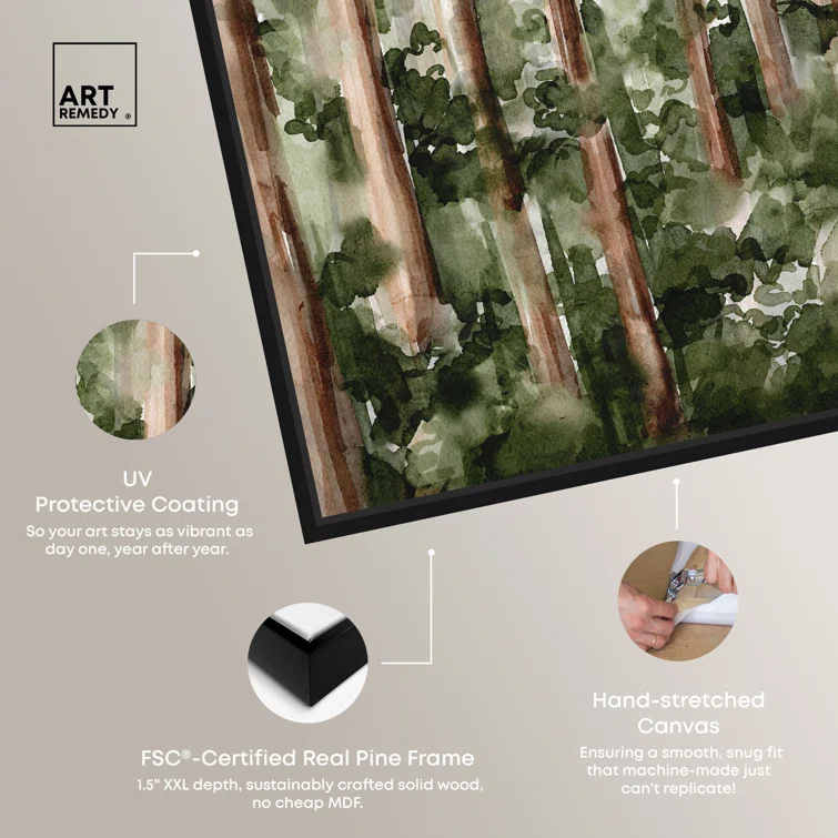 Art Remedy Art Remedy Wildy Forest Framed Landscape Watercolor Style 56937