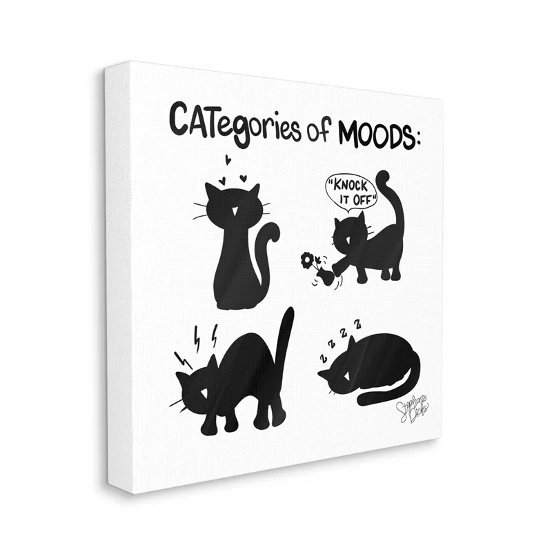 Stupell Industries " Categories Of Moods Funny Cats " by Stephanie Dicks