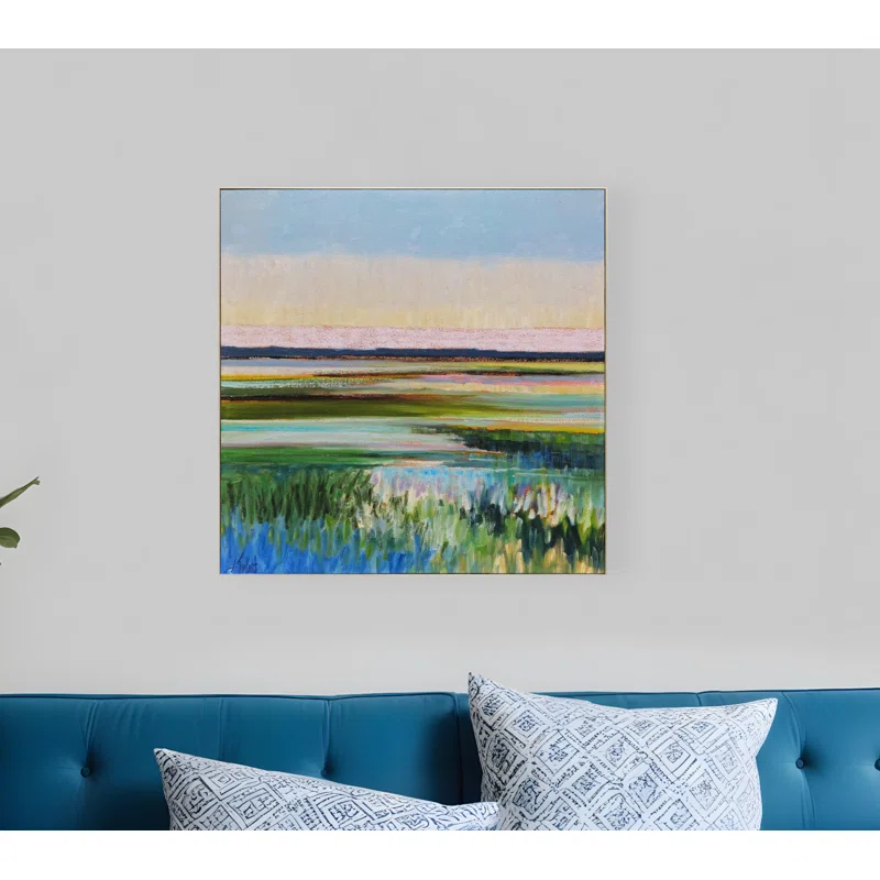 HomeRoots Tidal Waters Gold Framed Print Wall Art