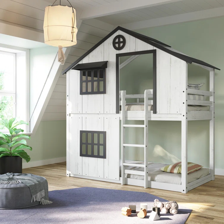 Child Craft Play House Twin Over Twin Standard Bunk Bed