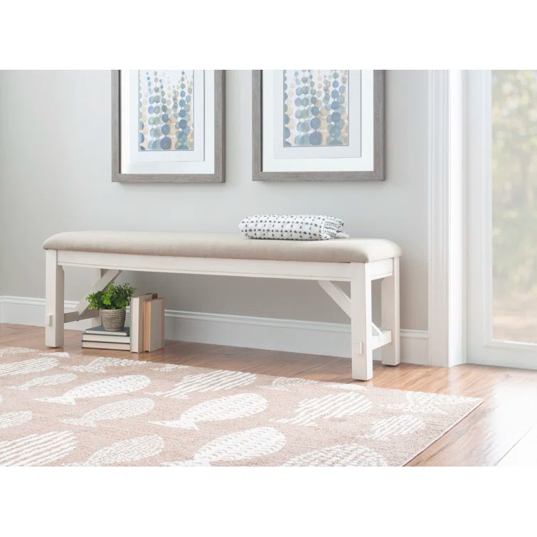 Kelly Clarkson Home Gigi 60" Solid Wood and Upholstered Farmhouse Dining Bench