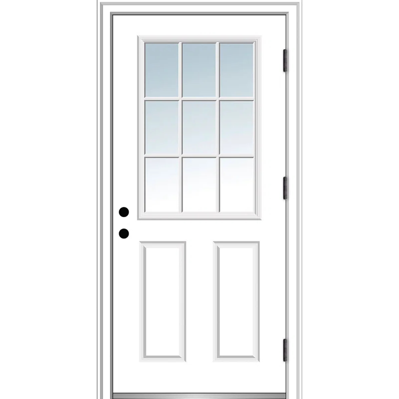 MMI DOOR Clear Glass Smooth Primed Fiberglass Prehung Front Entry Door | Wayfair