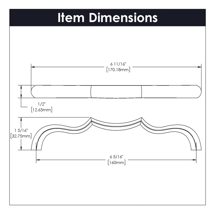 Polished Nickel Modern Transitional Cabinet Handle, 6 3/4 in
