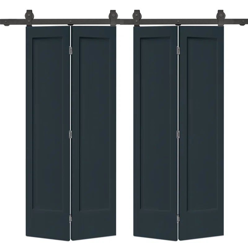 Calhome Paneled MDF Composite Double Bifold Barn Doors with Installation Hardware Kit