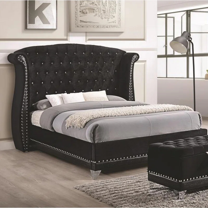 Everly Quinn Stoddard Vegan Leather Wingback Bed