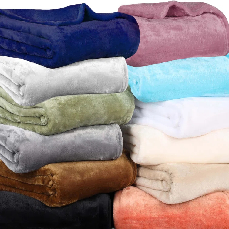 Superior Superior Polka Dots or Solid Fleece Plush Blanket Medium Weight Fluffy Soft Decorative Bedding