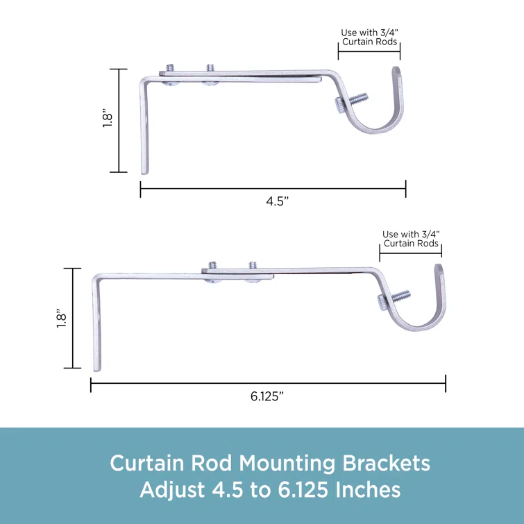 Kenney 3/4" Adjustable Brackets Curtain Rod Brackets