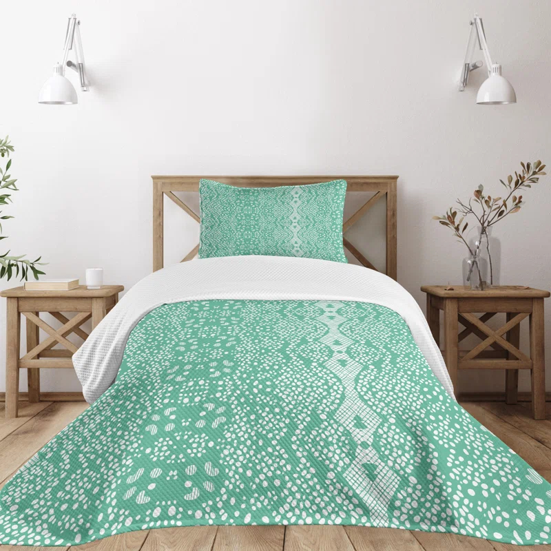 Ambesonne Ambesonne Shabby Flora Bedspread Set 2 Pcs Retro Lace Pattern Twin Teal Turquoise