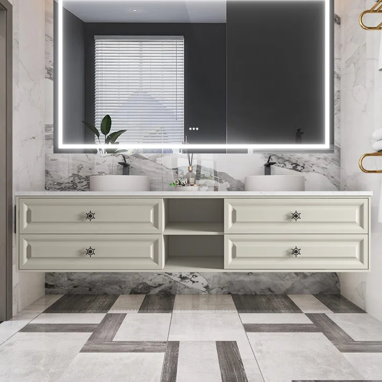 AMANI Eleen 96 In. W X 23 In. D X 22 In. H Bath Vanity Cabinet Without Top