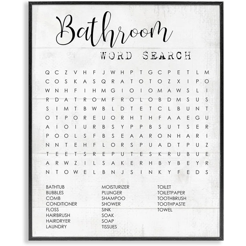 Madison Park Bathroom Search Fun Family Word, Design By Daphne Polselli Wall Art, 11 X 14, Black
