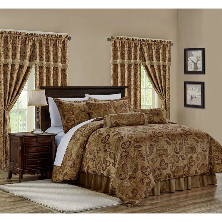 Chezmoi Collection Adelle 7 Piece Paisley Jacquard comforter Set