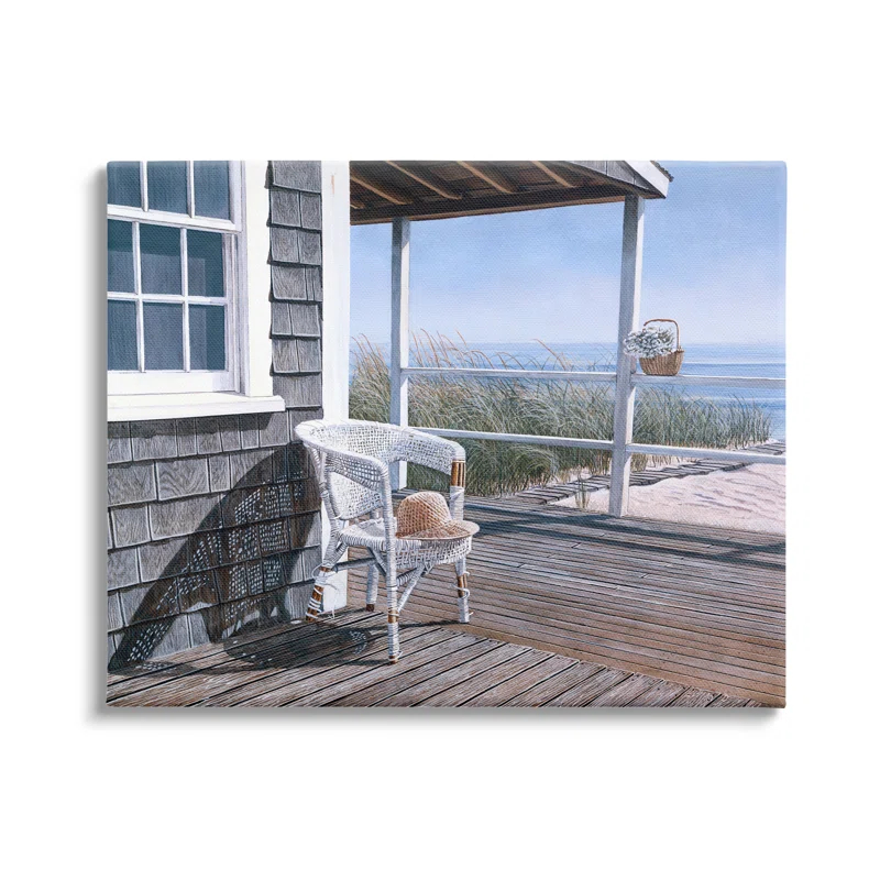 Stupell Industries " Coastal Cottage Porch Chair Seaside Boardwalk Scenery " by Tom Mielko