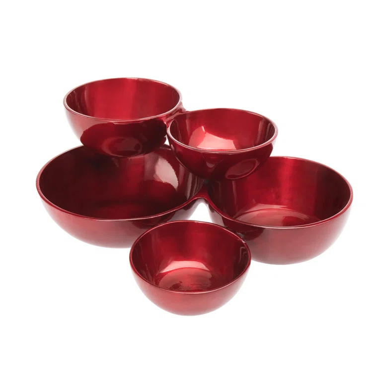 Godinger Silver Art Co Red Cluster Serving Bowl