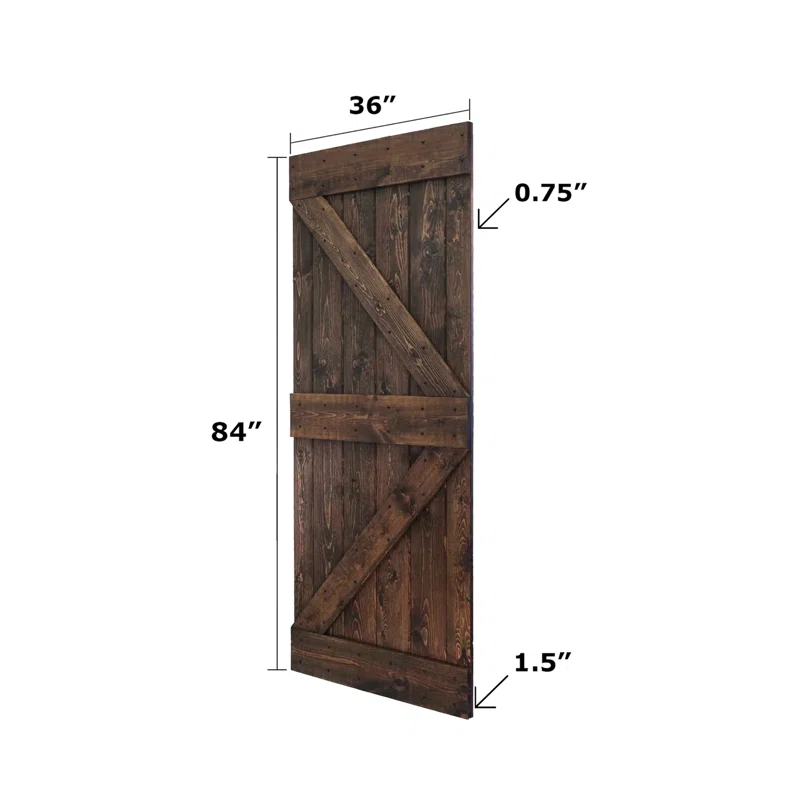 IsLife K Style Solid Core Wood Double Sliding Barn Door with Hardware Kit -Assembly Needed (Set of 2)