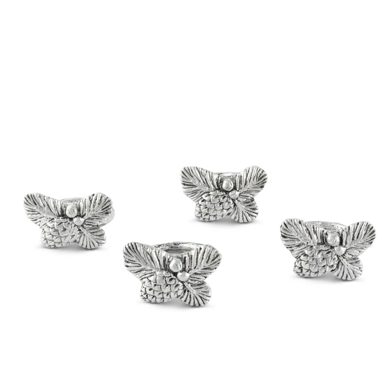 Arthur Court Designs Pine Cone Forest Metal Napkin Ring (Set of 4)