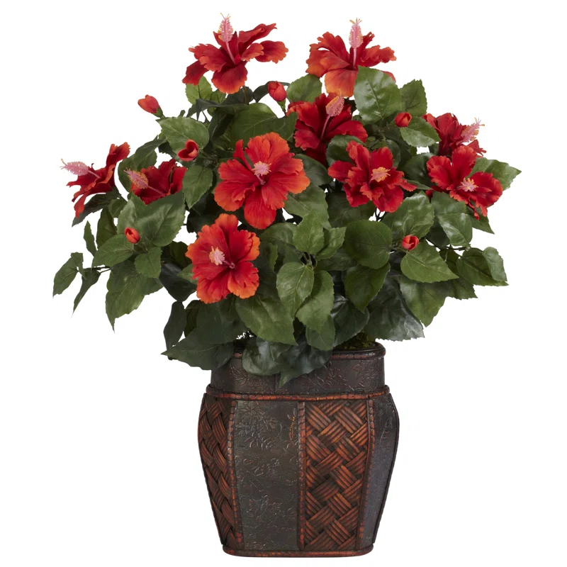 Charlton Home® Hibiscus Centerpiece in Vase & Reviews | Wayfair