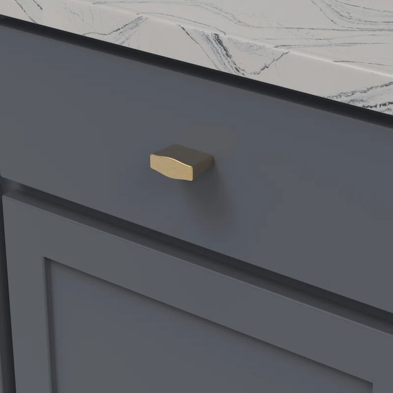 Brushed Golden Brass Round Bar Knob with Mounting Hardware