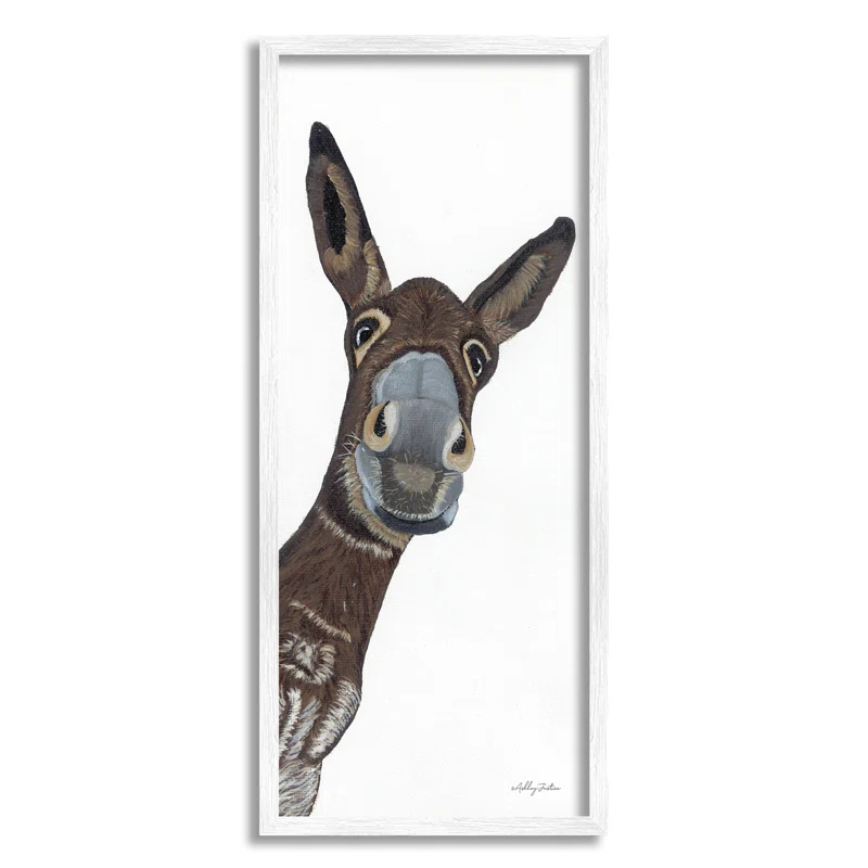 Stupell Industries " Donkey Peering Happily Casual Farm Animal Portrait " by Ashley Justice