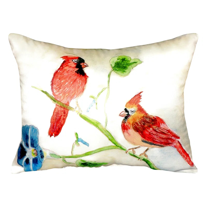Betsy Drake Interiors Cardinals Indoor/Outdoor Reversible Throw Pillow
