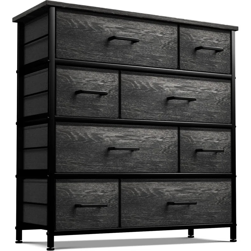 Sorbus Sorbus 8 Drawers Dresser with Steel Frame and Wood Top in Rustic