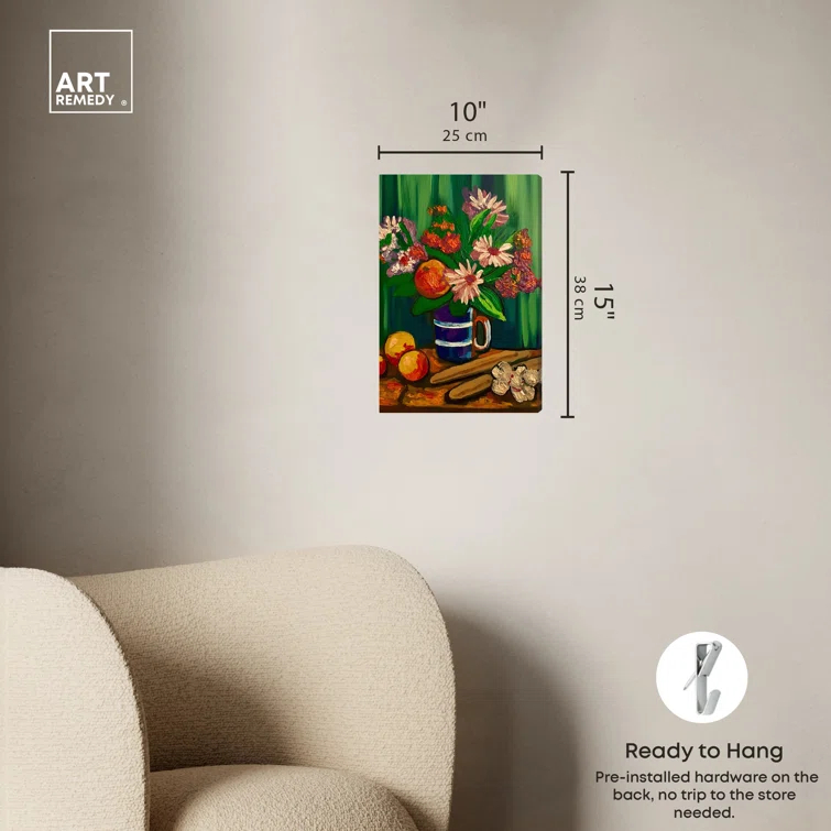 Art Remedy Floral Vase and Fruits