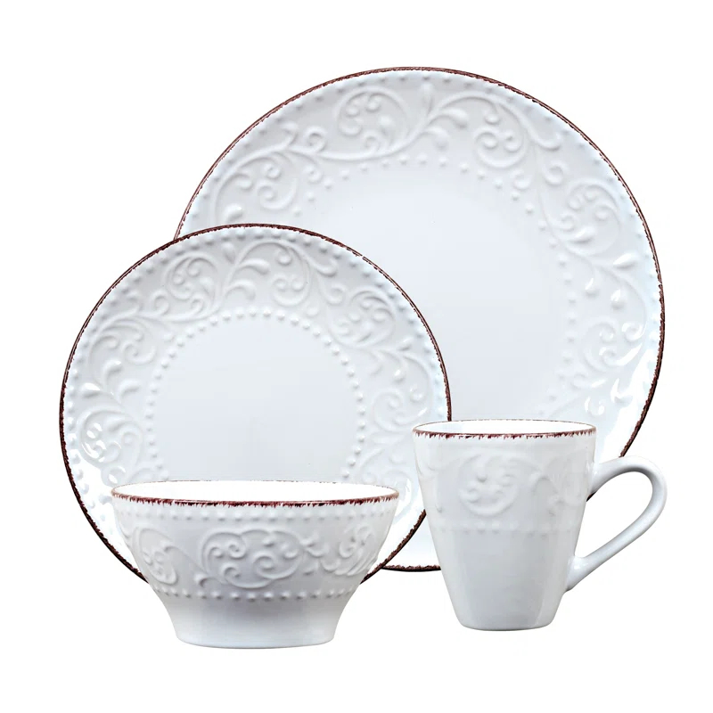 Lorren Home Trends Lorren 16 Piece Stoneware Dinnerware Set - Service for 4