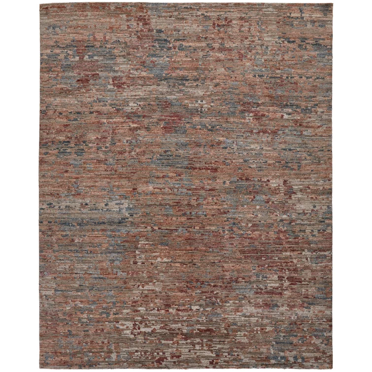 Clarkson Blue and Rust Hand-Knotted Wool Area Rug