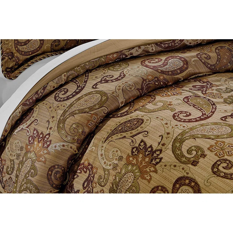 Chezmoi Collection Adelle 7 Piece Paisley Jacquard comforter Set