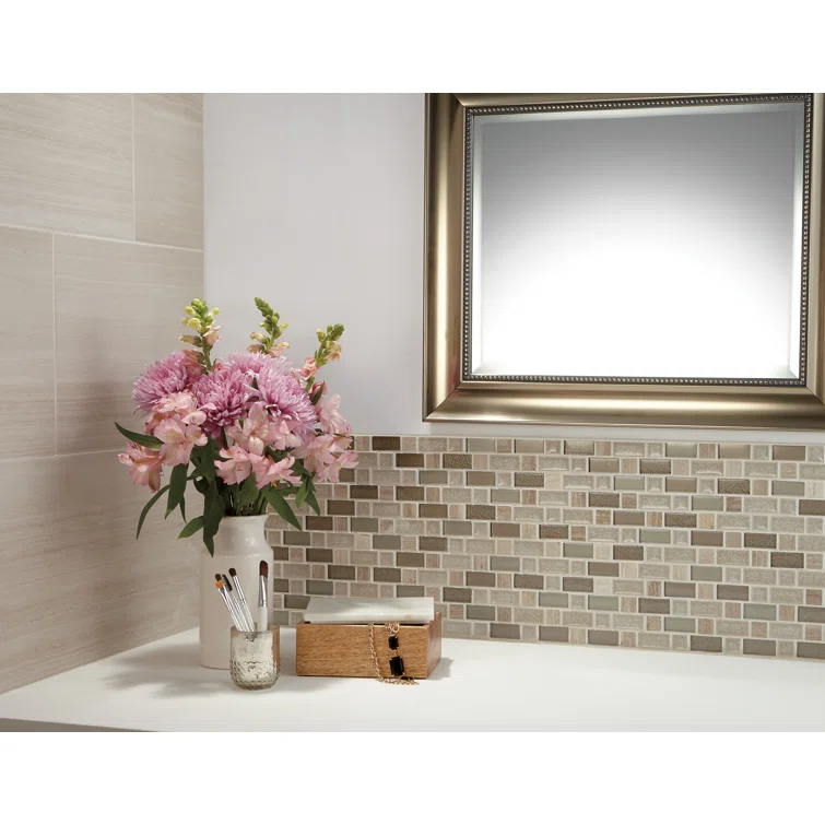 Itona Tile Itona Tile 12" x 12" Stone, Glass and Ceramic Brick-Joint Mosaic Tile (Set of10) (9.90 SQFT Per Carton)