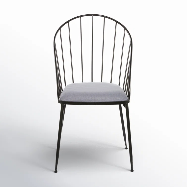 Marlowe Upholstered Metal Windsor Back Side Chair in Black