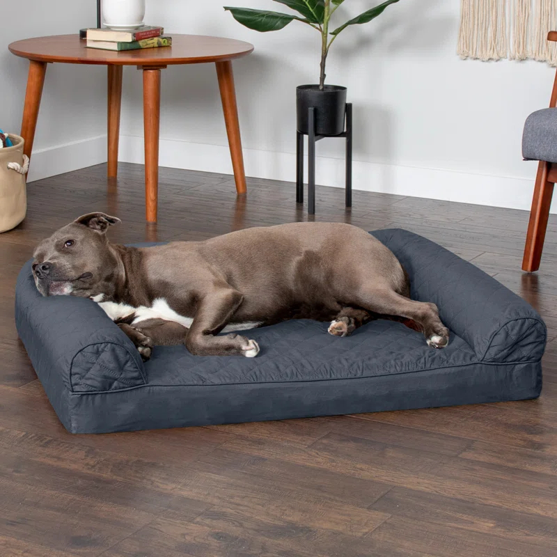 FurHaven Quilted Orthopedic Bolster Sofa Pet Bed